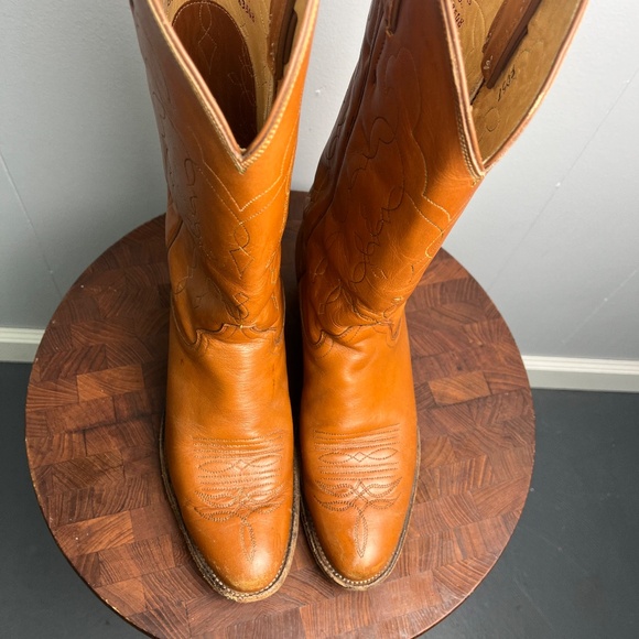 Vintage Justin Ostrich Exotic Brown Leather Western Cowboy Boots Size 9.5D - Picture 2 of 13